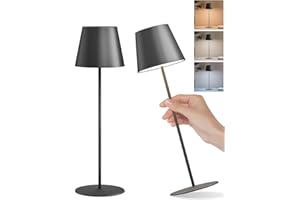 ‎FUYO FUYO LED Tischlampe Kabellose 2er Set USB-C-Ladung Akku-Tischleuchte Outdoor mit Touch Stufenlos Dimmbar 2700K-6000K/3 Farben - für Wohnzimmer Schlafzimmer Balkon Garten Terrasse​​ (Schwarz)