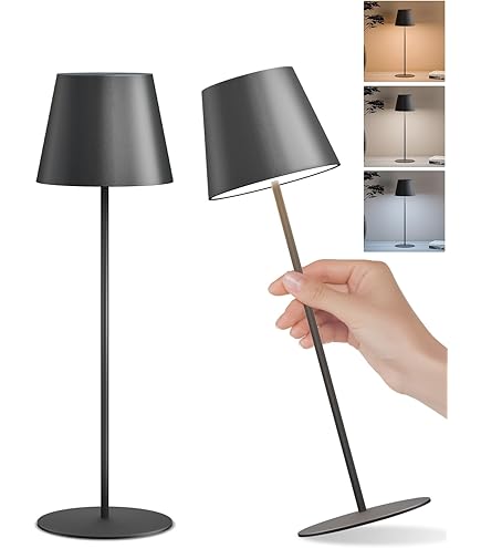 MegaLight Dimmbare Tischlampe 2er Set - Kabellos Mit 3000K & 1800K Licht, IP54 Spritzwasserschutz