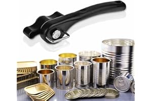 QHFlashbuy Dosenöffner Manuell,Sicherheits Dosenöffner Ohne Scharfe Kanten Mit Rutschfestem Griff,2 in 1 Büchsenöffner für Restaurant und Küche(Schwarz)
