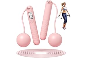 UNIGUARDIAN Cordless Skipping Ropes With Counter,6CM Weighted Gravities Ball Jump Rope,Wireless Skipping Rope For Adults Fitness,At Home Workout Experience Equipment For Women Men (Rose)