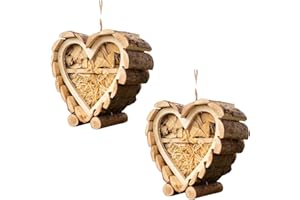 Garden Mile Set Of Two Love Heart Bug Hotels For Gardens Hanging Wooden Bug House For Outdoors Large Insect Hotels Bee Hotel Wildlife Habitat Bug Hotel Kits For Children And Adults