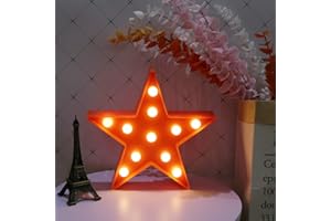 GUOCHENG Novelty Star LED Night Light Battery Operated LED Marquee Sign Decorative Table Lamps for Baby Children Bedroom Nursery Christmas Birthday Party(Orange)