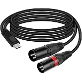 GELRHONR USB C auf Dual XLR Male Audio Kabel, 3,3FT/ Typ C auf 2 XLR Stereo Power Kabel für Leistungsverstärker, Lautsprecher