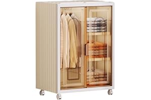 SINBINTA Tragbarer Kleiderschrank-Aufbewahrungs-Organizer, zusammenklappbarer Kinder-Kleidungsaufbewahrungsschrank mit transparenter Tür, stapelbare Schrank-Aufbewahrungsregale für Schlafzimmer,