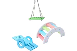 Benixmidart Hamster Toys, Rainbow Bridge & Swing & Seesaw Guinea Pig Toys Set DIY for Small Animals to Exercise and Have Fun (3Pcs, A)
