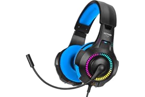 NITHO NX200 Casque Gaming Filaire Over-Ear – Microphone Rabattable, Son Stéréo, Effet RGB – Jack 3.5 mm – PC/PS4/PS5/Xbox/Mobile/Tablette – Bleu