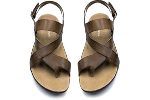 Harssidanzar Leather Sandals For Mens Summer Comfortable With Casual GMUK202