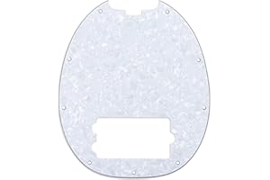 Musiclily 9 Agujeros Pickguard Golpeador para Musicman Stingray Bajo de 4 Cuerdas,4 capas White Pearl