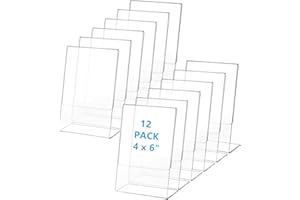 Frcctre 12 Stück Acryl-Schilderhalter, 10.2x15.2 cm, schräge Rückseite, transparenter Schilderhalter, Kunststoff-Schreibtisch-Flyer-Halter, Geschäft, Restaurant