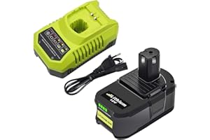 Dosctt 5000mAh P108 18V Remplacement pour Ryobi Batterie 18V avec 3A 9.6V -18V Chargeur pour Ryobi BCL1418H Chargeur pour Ryobi P108 P107 P105 P100 P101 RB18L40 RB18L50 Batterie avec indicateur LED
