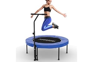 ‎KINETIC SPORTS KINETIC SPORTS Fitness Trampolin Indoor Ø 102 cm | Testbild Top Marke Garten | extra leise und gelenkschonend | inkl. Gummiseilfederung | 4-Fach höhenverstellbarer Haltegriff | Max. belastbar 120 kg