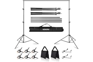 MSKIRA Photography Backdrop Stand 10ft X 7.5ft Back Drop Adjustable Stand Background Support System Kit for Studio Photoshoot, Portrait, Wedding Parties