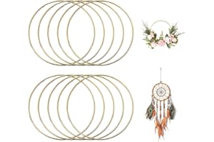 GIDWRIY 10 Piezas Aros Metalicos Manualidades 15 CM,Aros Macrame Metal,Aros Para Atrapasueños,Aros Florales de Decoracion,Anillos Decorativos,Bases para Coronas de Flores,Aro Corona Navidad - Oro
