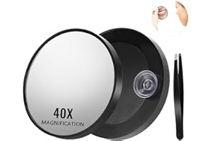 KASANNI Espejo de aumento 40 x con ventosa, espejo aumentado con ventosa para maquillaje preciso y corrección de cejas