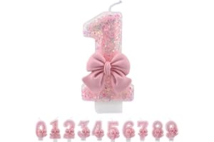 ‎ALLAVA ALLAVA Kerzen Geburtstag 1, Geburtstagskerzen Zahlen Mädchen, Glitzernde Kerze 1, Geburtstagskerzen für Kinder, Erwachsene,Geburtstagsfeier, Jubiläum, Meilenstein (7,5cm, Rosa)