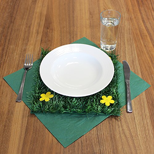 COM-FOUR® 2x Deko Gras-Matte, Kunstrasen-Dekomatte mit Blumen z.B. für Frühlings- oder Osterdekoration in verschiedenen Größen - 2