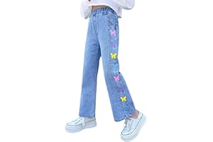 Rolanko Jeans Bambino, Pantaloni Denim Blu Dritto Fori Vintage per Bambini