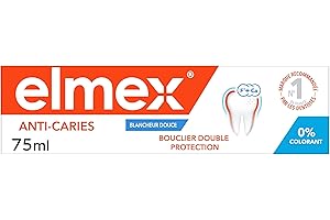 ELMEX - Dentifrice Elmex Anti-Caries Blancheur Douce 0 % Colorants - Caries - Dents Sensibles, Gencives Douloureuses, Protection de l'Email - 75 ml