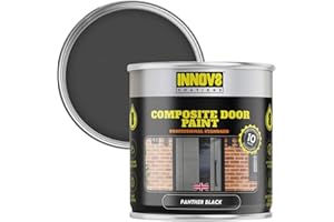 INNOV8 COATINGS COMPOSITE DOOR PAINT - 750 ml - No Primer or Top Coat - Fast Drying - Satin Finish - Panther BLACK - Exterior Door Paint
