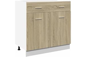 vidaXL Drawer Bottom Cabinet - Engineered Wood - Modern Sonoma Oak - 80x46x81.5 cm - Kitchen Storage Cupboard with Sturdy Top and Ample Space - Easy to Maintain