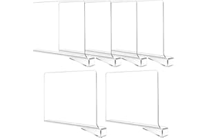 TIWIHON 6Pcs Shelf Dividers - Acrylic Shelf Dividers for Wardrobe, Wardrobe Shelves Organizer Clear Adjustable Shelf Wood Closet Clothes Separator, Wardrobe Dividers for Bedroom, Kitchen, Office Shelves