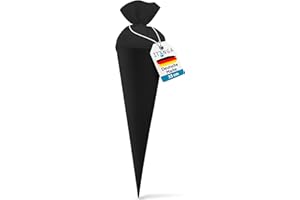 itenga kleine Bastelschultüte Geschwister Schultütenrohling Zuckertüte Schultüte 35cm rund mit Filzverschluss (schwarz)