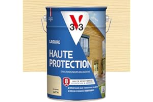 V33 Lasure Bois extérieur Incolore satin - Haute Protection 8 ans - Haute résistance hydrofuge et anti-UV - Résiste aux variations du bois - Ecolabel, résine d'origine végétale - 5L