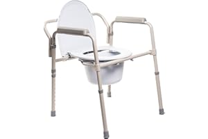 PB PHARMA PBPharma - Sedia comoda con WC portatile Pieghevole Leggero - Sedia 3 in 1 da Comodo Sgabello Regolabile Doccia Bagno Rialzo WC Water per Anziani