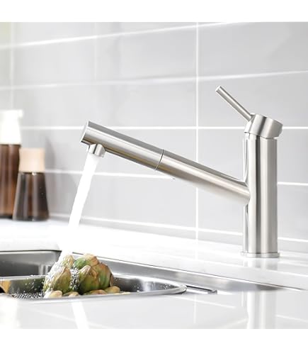 DAYONE Matzwarte keukenmengkraan met uittrekbare spray, zwanenhals SUS304 roestvrij staal eengreeps gootstenen kraan mixer, 360° draaibare hoge boog zwarte kraan met 3 sproeimodi, UK 1/2'' keukenkraan