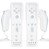 TechKen 2 Pièce Manette de Wii avec Manette Nunchuck, Télécommande Controller Remote Motion Plus Intégré avec Contrôleur Nunc