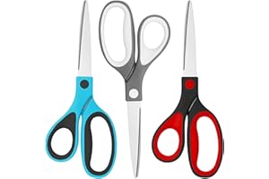 FREPXZLK Left Handed Scissors, Premium Multi-Purpose Shears, Sharp Stainless Steel Blades for School, Office, Household Goods Cutting,3-Piece Set