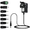 CASPERi Universal AC to DC Adapter Charger 12V 1A Power Supply Adapter with 7 DC Connector Plug Adaptor for Household Electronic Devices Led Strip Light Box Router LCD CCTV Cameras Android TV Speaker