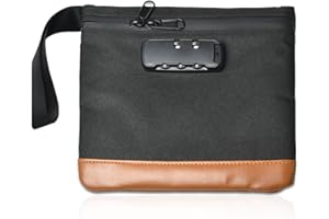 FENGQQKJ Geruchsdichte Tasche Safe Bag Tragbarer Tresor Wasserdichte Tasche Geruchsdichte Geldbeutel Taschen Zahlenschloss Dokumententasche Schwarz Money Box Verschließbare Box mit Griff für Reiselagerung