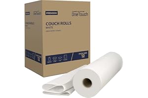 A406 12 White 20" Couch Roll Hygiene Roll - 40 Meter Long for Hotpital Beauty Bed, Massage Table or Tattoo Coach, Perforated White Paper Roll