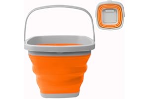 RYHX Cubo De Agua De Silicona Plegable De 10L, Cubo Multifuncional, Cuadrado, Cubo para Limpiar En Casa, Contenedor De Agua PortáTil, Camping, Pesca, Lavado De Autos, Cocina（Naranja ）