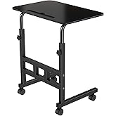 Amazon Brand - Umi Wooden Multipurpose Adjustable Height Table with Wheels For Work From Home, Study, Office And Bedroom (Wit