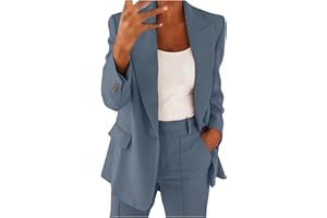 Zeiayuas Tailleur Femme Pantalon 2 Pièces Col Revers Chic et Elegant Couleur Unie Blazer Veste Formel Bureau Travail Pantalon Costumes Slim Fit Manteau Ensemble Veste Manteau Pantalon Ensemble