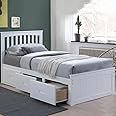 Danube Home Ultron Captain Bed w/ 3 Drawers | Single Size (90x190cm) Bed Frame | Strong and Sturdy Modern Design Wooden Single Bed Furniture | Comfortable Bed - White