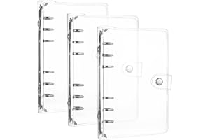 3-Pack A6 Ringpärm Påfyllningsbar, A6 Ringmekanism Pärm, PVC Transparent Ringpärm, Vattentät Lösblads Pärm med Tryckknapp för Journal Kontor Skola Bok