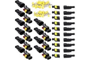 GTIWUNG 20 Kit 1Pin & 2 Pin Auto Impermeabile Connettore, Connettore Elettrico Spina Impermeabile 1.5mm terminale 20–16AWG Impermeabile legare Elettrico Connettore per Auto Camion Marina Moto
