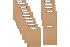 ZEONHEI 15 Pack A6 Mini Clip Boards, Hardboard Wooden A6 Clipboards with Hanging Hole and Low Profile Metal Clip, Brown Memo File Clip Board for Office, Restaurant, Office Supplies