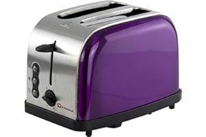 SQ Professional Gems Legacy Toaster 2 Slice with High-Lift and Wide Slots -High Lift Function - Reheat, Defrost, Cancel, Removable Crumb Tray -900W -Stainless Steel (Amethyst)