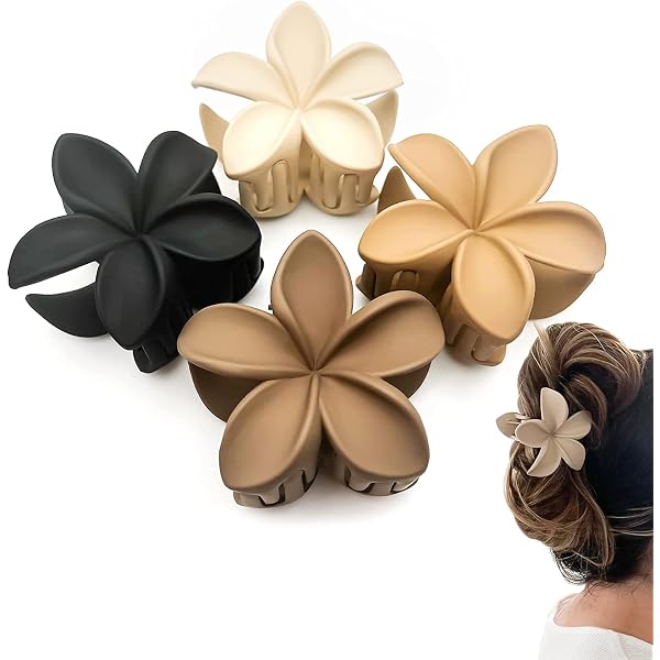 Goiern Blumen-Krallenklammern – 4 Stück, Matt & Rutschfest, Große Größe Für Dickes Haar, Blumen-Haarclip Für Damen