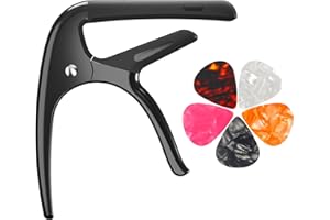 DIDA Capo for Acoustic Guitar, Electric Guitar, Ukulele and String Instruments, Guitar Capo with 5 Picks, Guitar Kapo, Guitar Clamp (Black)
