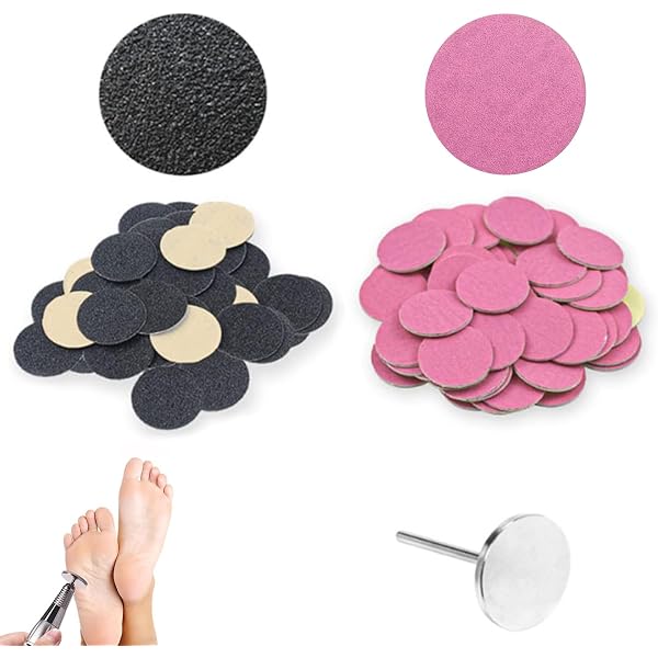 100 Stück Fußfeilen-Schleifpapierscheiben, 15 Mm, 120er Körnung – Mit 1 Metallschaft-Schleifpad, Für Pediküre