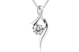 B.Catcher Necklaces 925 Sterling Silver Pendant Necklaces Cubic Zirconia Twist Heart Jewellery