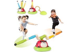 Kadii 3 in 1 Spiel für Kinder, Ringwurfspiel, Raketenwerfer und Seilspringmaschine, Indoor & Outdoor Aktivitätsspielzeug, 3-9 Jahre