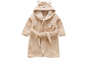 Miyanuby Baby Jungen Mädchen Bademantel Weicher Flanell Langarm Tier Hoodie Morgenmantel Nachtwäsche Homewear für Kinder Baby Jungen Mädchen Geschenk
