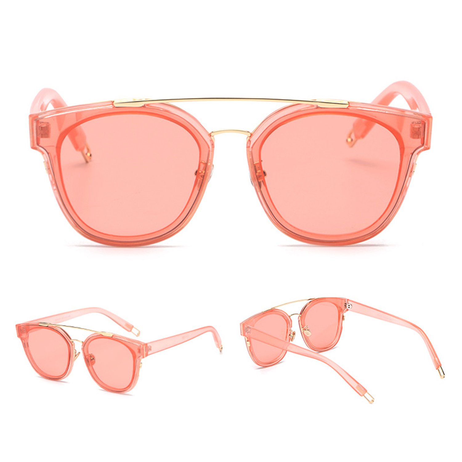 SojoS-Gafas-De-Sol-Unisex-Doble-Puente-Marco-Rectangular-SJ2038