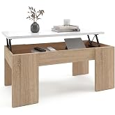 duehome Vita Lift-Up Coffee Table, with Hidden Storage | Artik Canadian Oak and White Living Room Cabinet, Dining Room and Te
